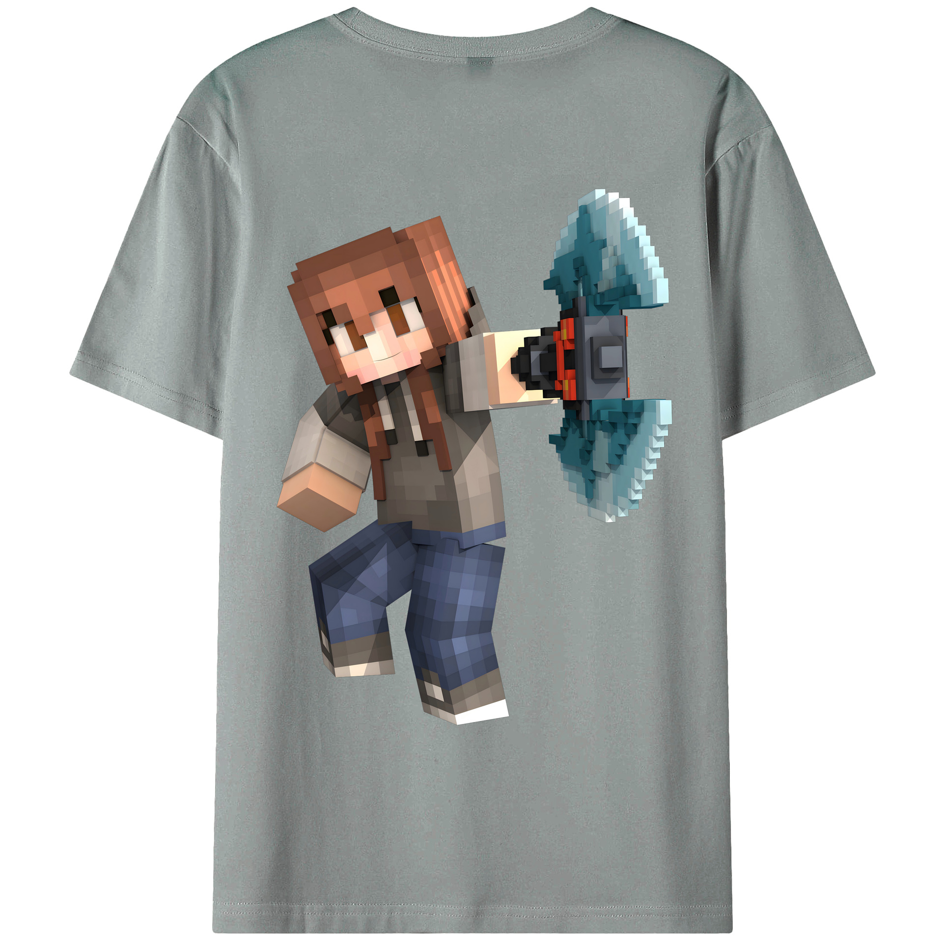 （画像用） マインクラフト ブロックの世界 Minecraft MC Block world 綿100％ メンズ半袖Tシャツ（バックプリント） 通気性